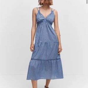 MANGO Printed Flared Maxi Dress
